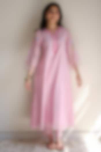 Lilac Handwoven Chanderi Resham Embroidered Tunic Set by Juanita by Shubhda at Pernia's Pop Up Shop