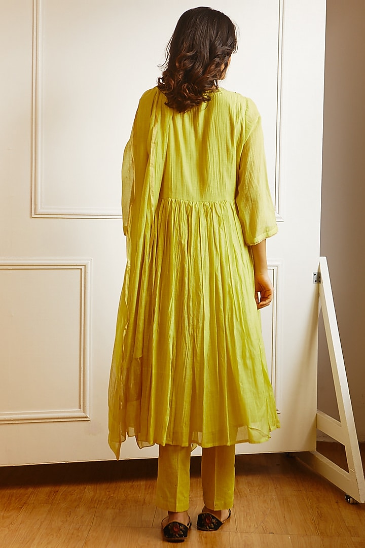 Lime Yellow Embroidered Kurta Set by Juanita by Shubhda at Pernia's Pop Up Shop