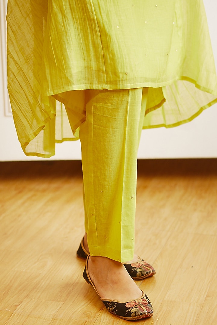 Lime Yellow Embroidered Kurta Set by Juanita by Shubhda at Pernia's Pop Up Shop
