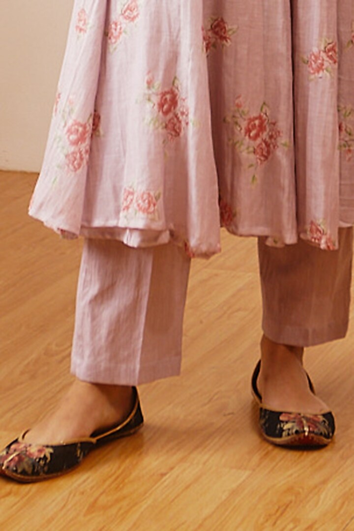 Light Mauve Printed Party Wear Anarkali Set by Juanita by Shubhda at Pernia's Pop Up Shop
