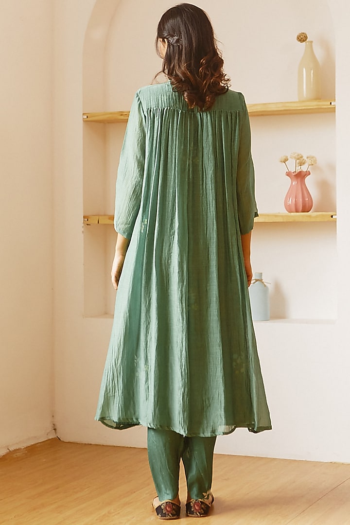 Emerald Green Printed Kurta Set by Juanita by Shubhda at Pernia's Pop Up Shop