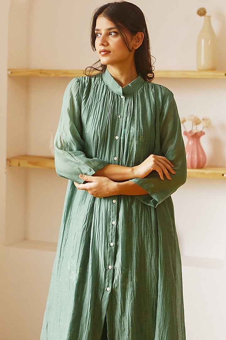 Emerald Green Printed Kurta Set by Juanita by Shubhda at Pernia's Pop Up Shop