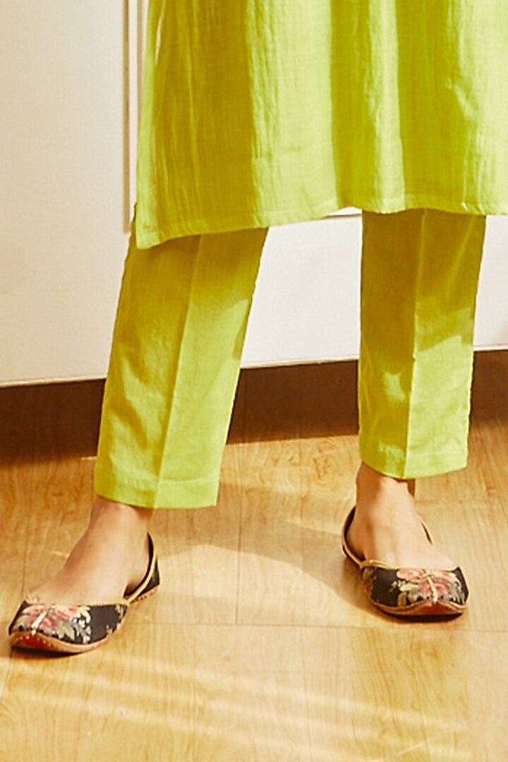 Lime Green Embroidered Kurta Set by Juanita by Shubhda at Pernia's Pop Up Shop
