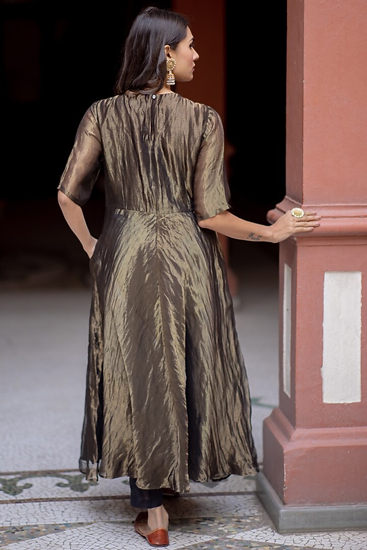 Copper Embroidered Party Wear Anarkali Set by Juanita by Shubhda at Pernia's Pop Up Shop