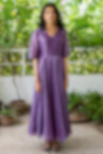 Purple Banarasi Zari Dress by Juanita Ensemble 