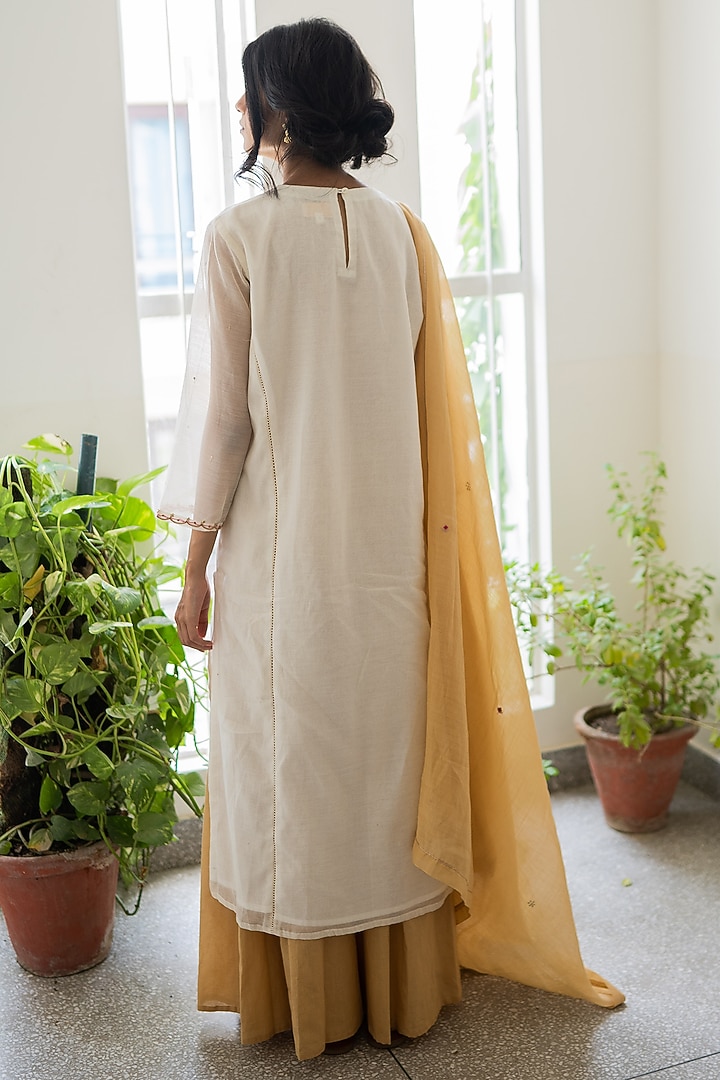 Ivory & Gold Party Wear Sharara Set by Juanita by Shubhda at Pernia's Pop Up Shop