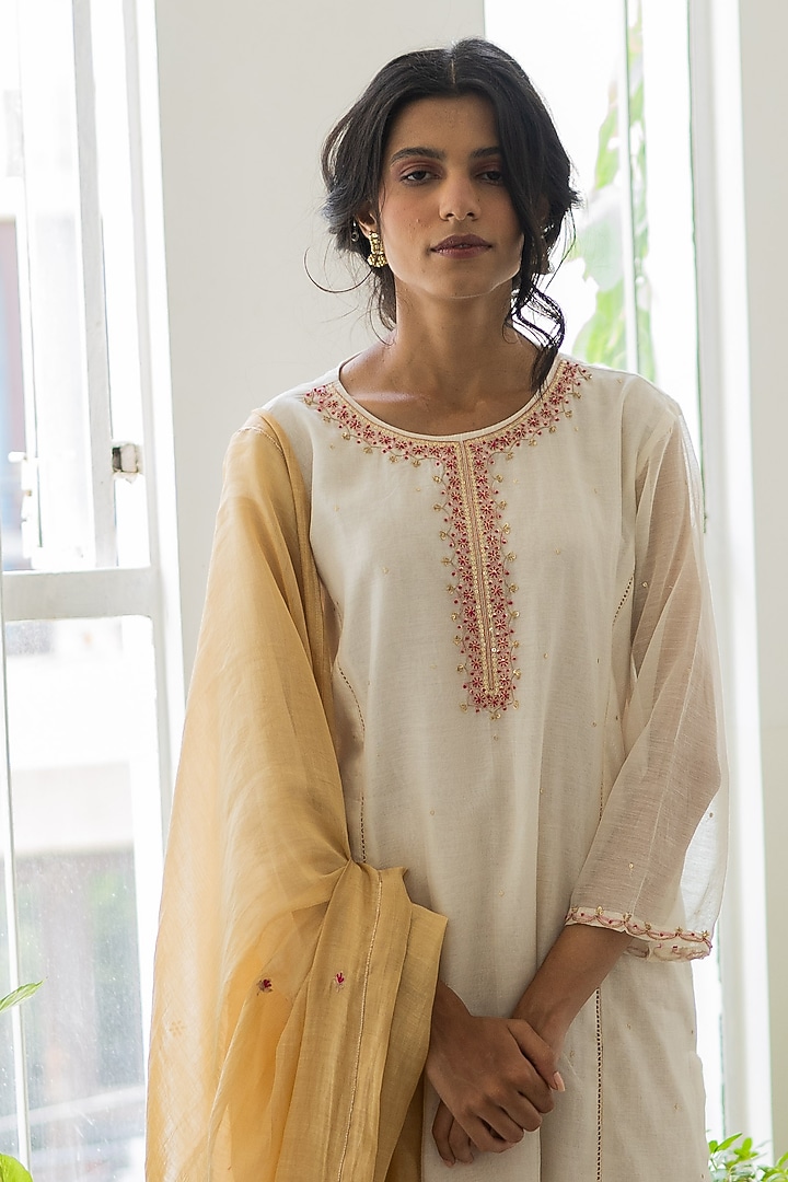 Ivory & Gold Party Wear Sharara Set by Juanita by Shubhda at Pernia's Pop Up Shop