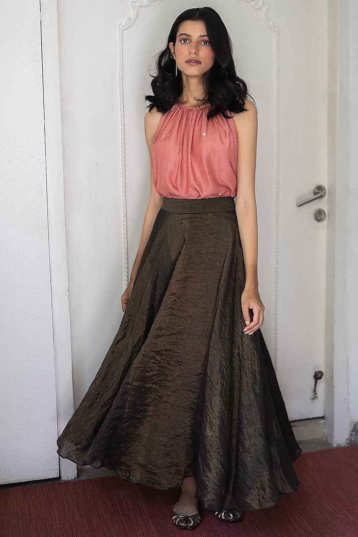 Brown Handwoven Skirt by Juanita Ensemble 