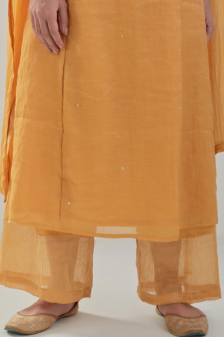 Ochre Chanderi Tissue Kurta Set by Juanita by Shubhda at Pernia's Pop Up Shop