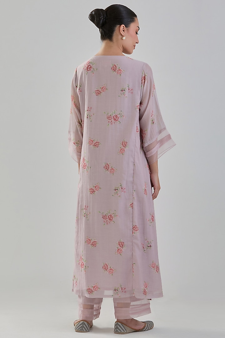 Mauve Handwoven Chanderi Kurta Set by Juanita by Shubhda at Pernia's Pop Up Shop