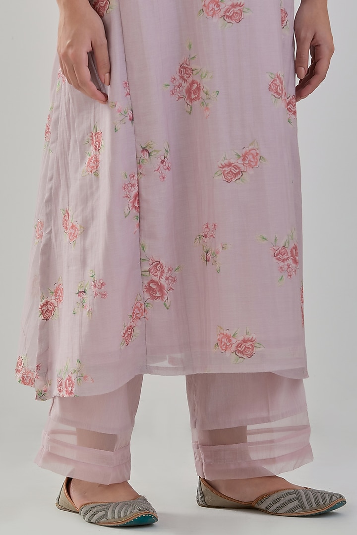 Mauve Handwoven Chanderi Kurta Set by Juanita by Shubhda at Pernia's Pop Up Shop