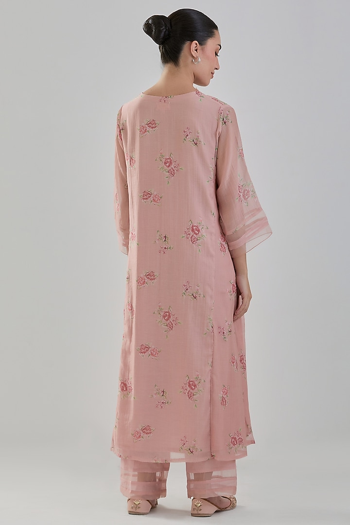 Old Rose Handwoven Chanderi Kurta Set by Juanita by Shubhda at Pernia's Pop Up Shop