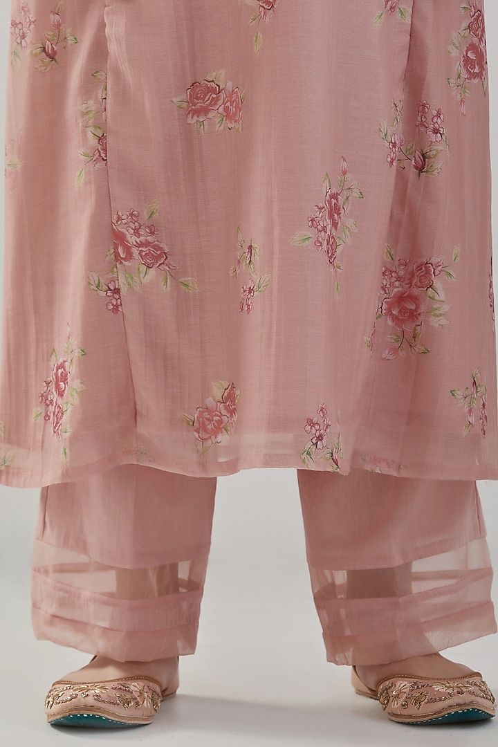 Old Rose Handwoven Chanderi Kurta Set by Juanita by Shubhda at Pernia's Pop Up Shop