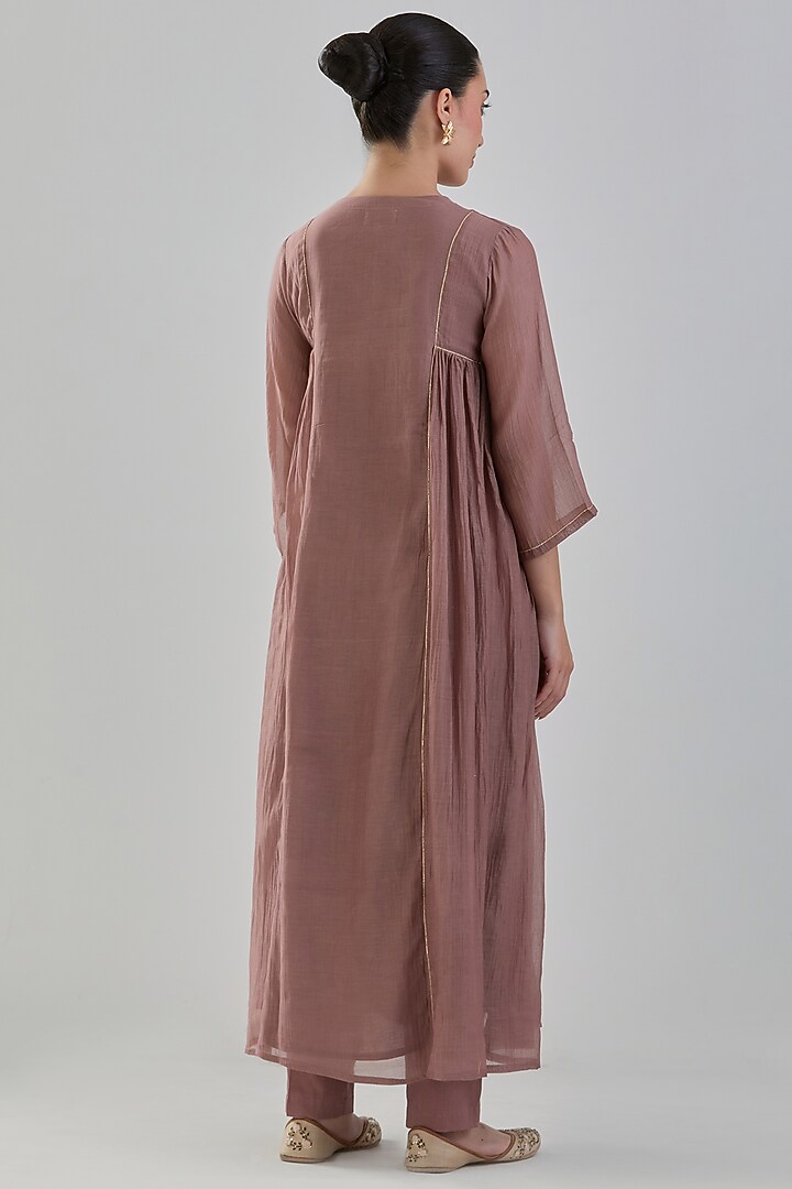 Brown Handwoven Chanderi Kurta Set by Juanita by Shubhda at Pernia's Pop Up Shop