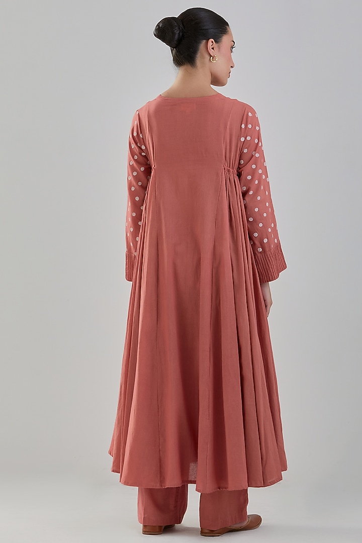 Old Rose Handwoven Chanderi Kurta Set by Juanita by Shubhda at Pernia's Pop Up Shop