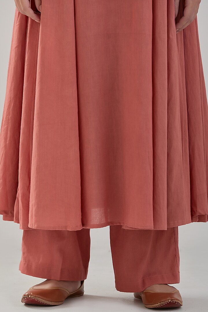 Old Rose Handwoven Chanderi Kurta Set by Juanita by Shubhda at Pernia's Pop Up Shop