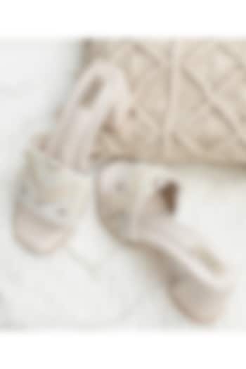 Off-White PU Lace Work Boho Heels by Jutti Express