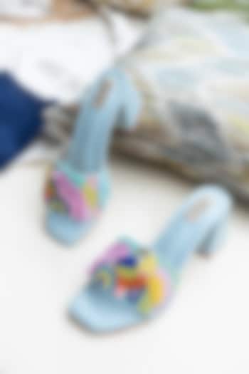 Light Blue PU Frill & Sequins Work Heels by Jutti Express