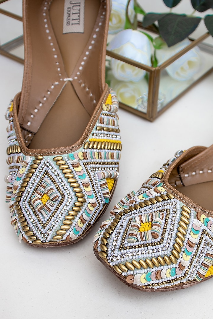 Pista Leather Embroidered Juttis by Jutti Express at Pernia's Pop Up Shop