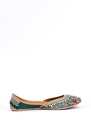Emerald Green Juttis With Tassels by Jutti Express
