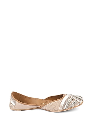 Peach Sequins Juttis by Jutti Express