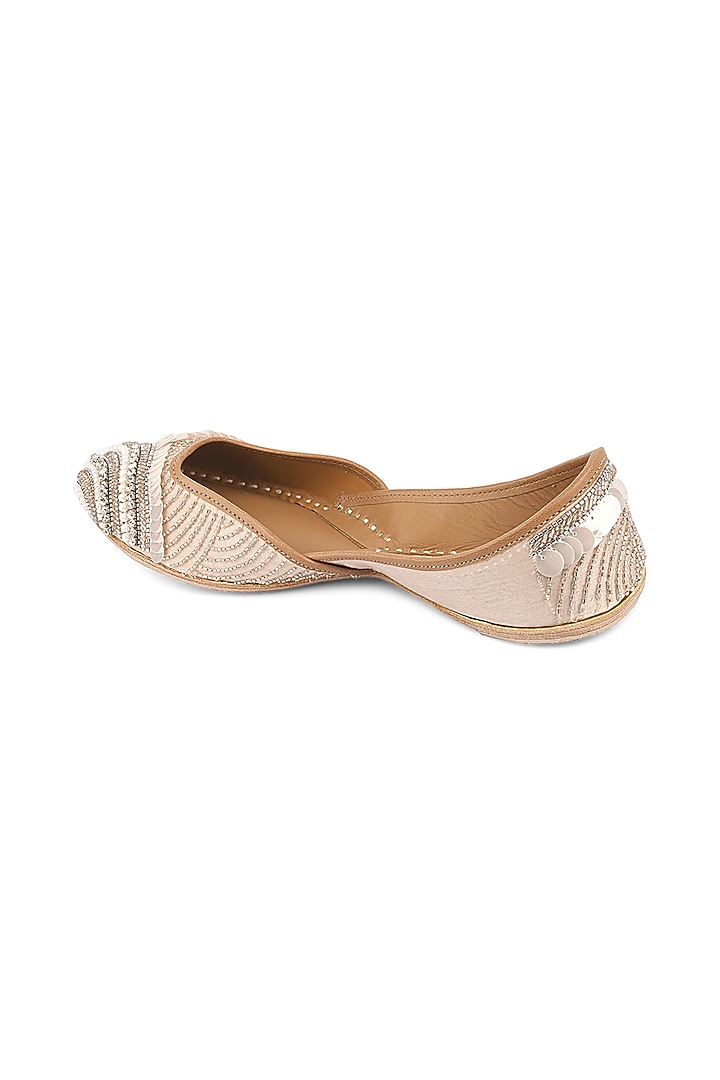 Peach Sequins Juttis by Jutti Express at Pernia's Pop Up Shop