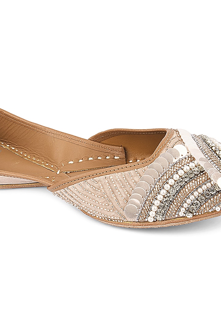 Peach Sequins Juttis by Jutti Express at Pernia's Pop Up Shop