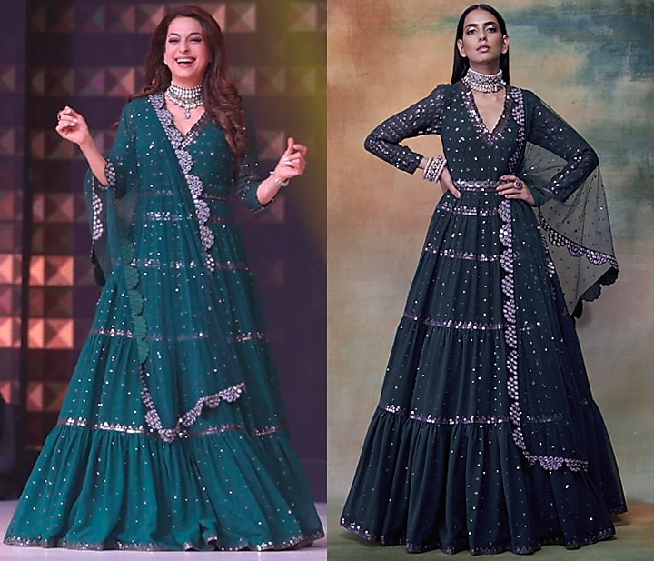 Emerald Green Wedding Anarkali With Dupatta by VVANI BY VANI VATS at Pernia's Pop Up Shop