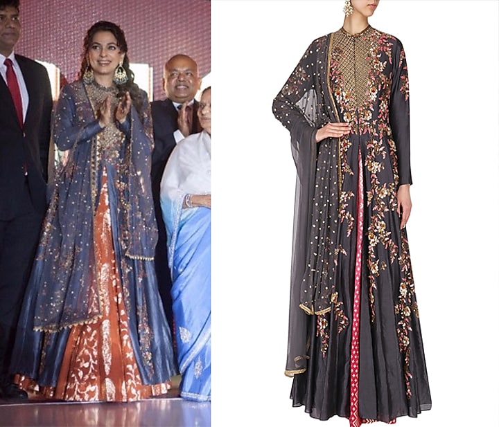 Grey Embroidered Anarkali Set available only at Pernia's Pop Up Shop.