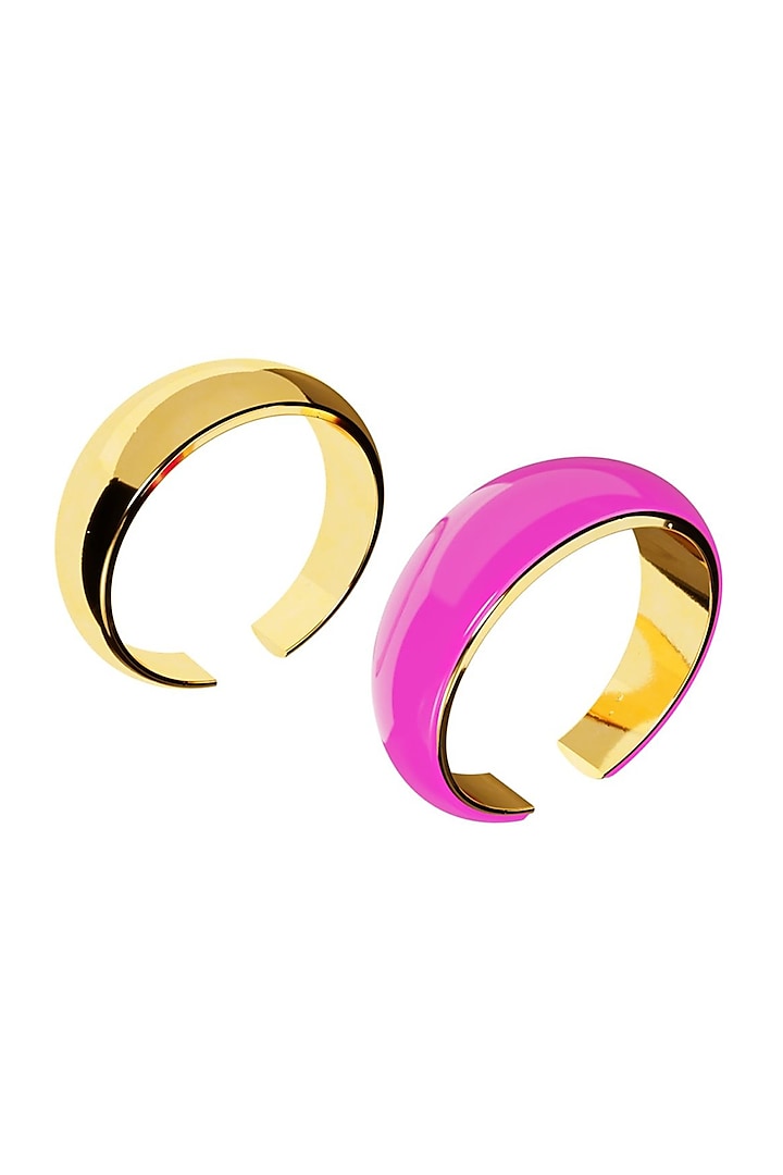 Gold Plated Pink & Gold Enameled Snug Earcuffs by Misho Designs