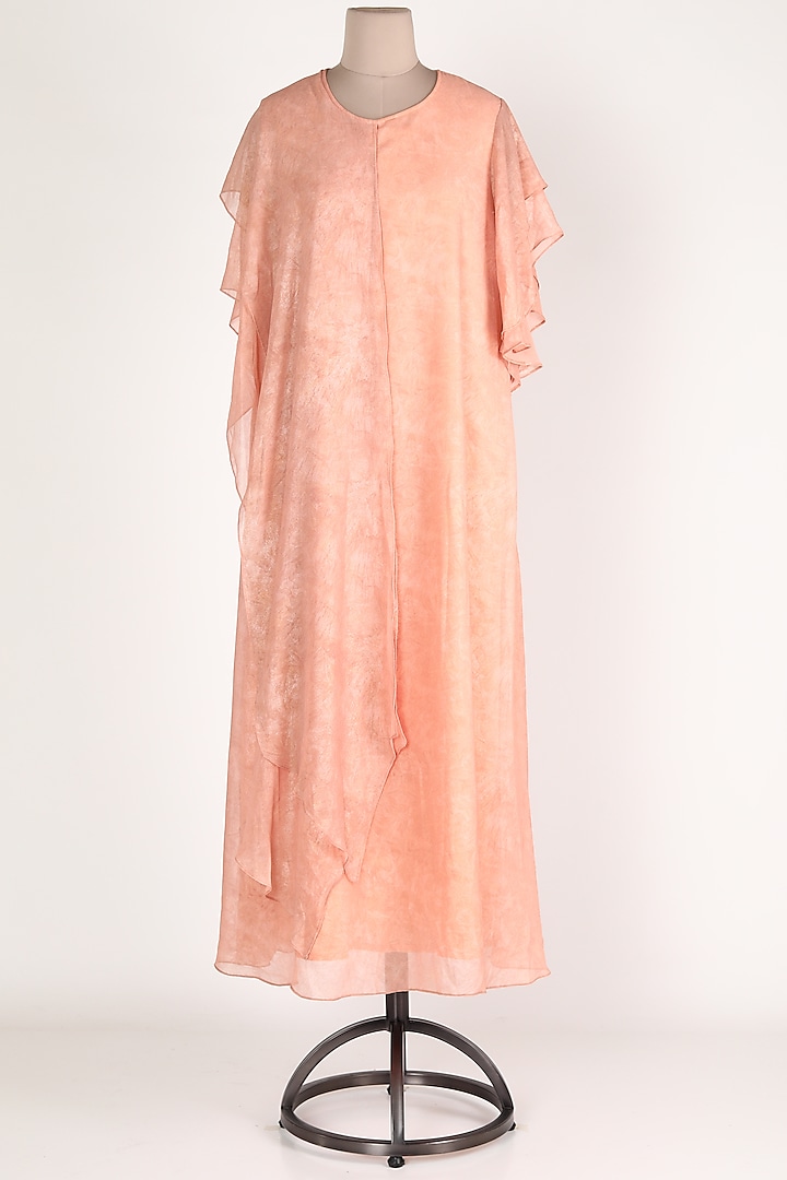 Peach Ruffled Maxi Dress by Jesal Vora