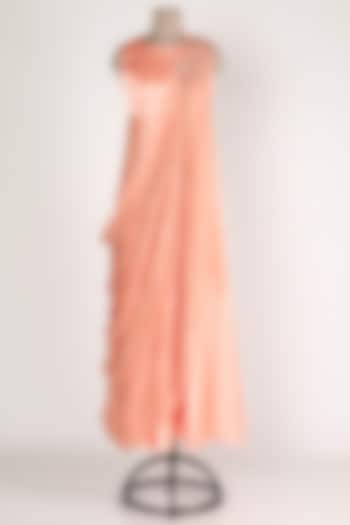 Peach Draped Silk Dress by Jesal Vora