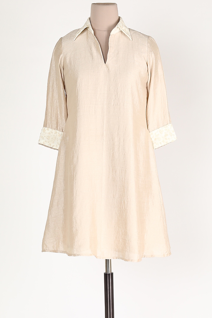 Beige Embroidered Dress by Jesal Vora at Pernia's Pop Up Shop