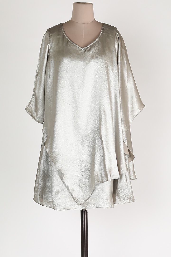Silver Asymmetrical Dress by Jesal Vora