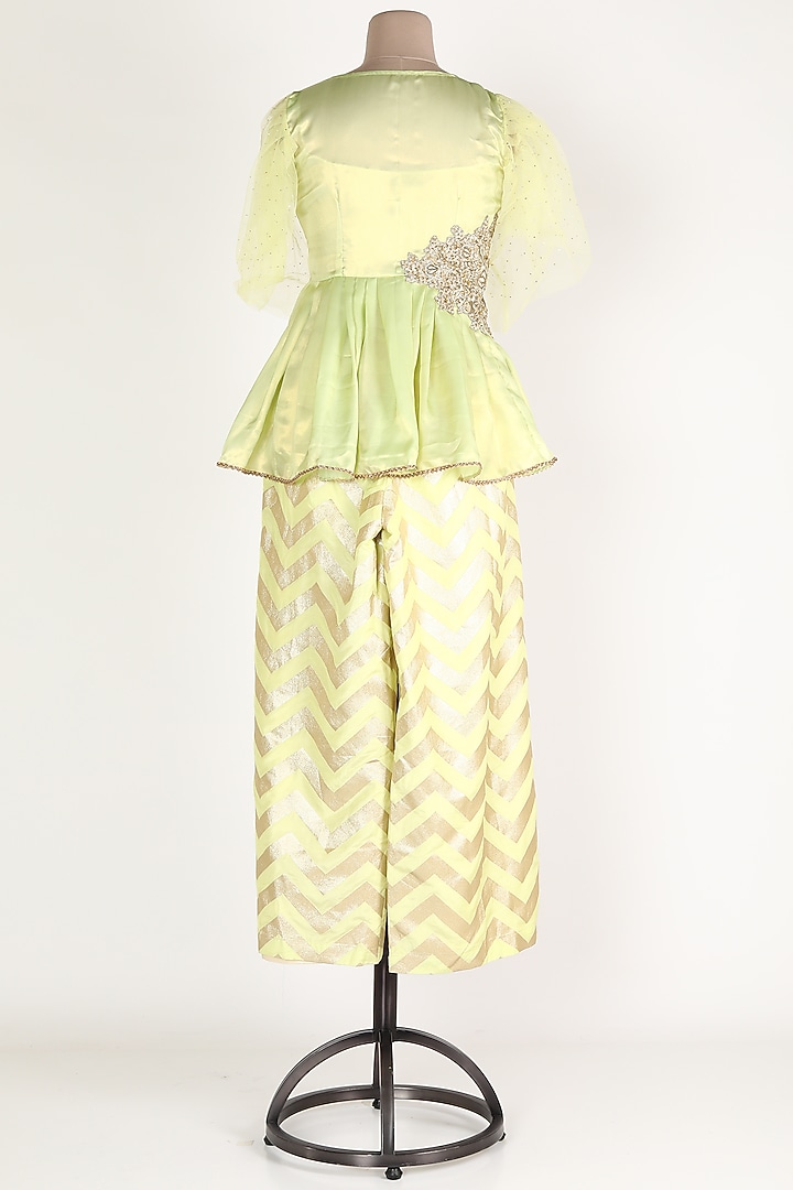 Mint Banarasi Zig Zag Pant Set by Jesal Vora at Pernia's Pop Up Shop