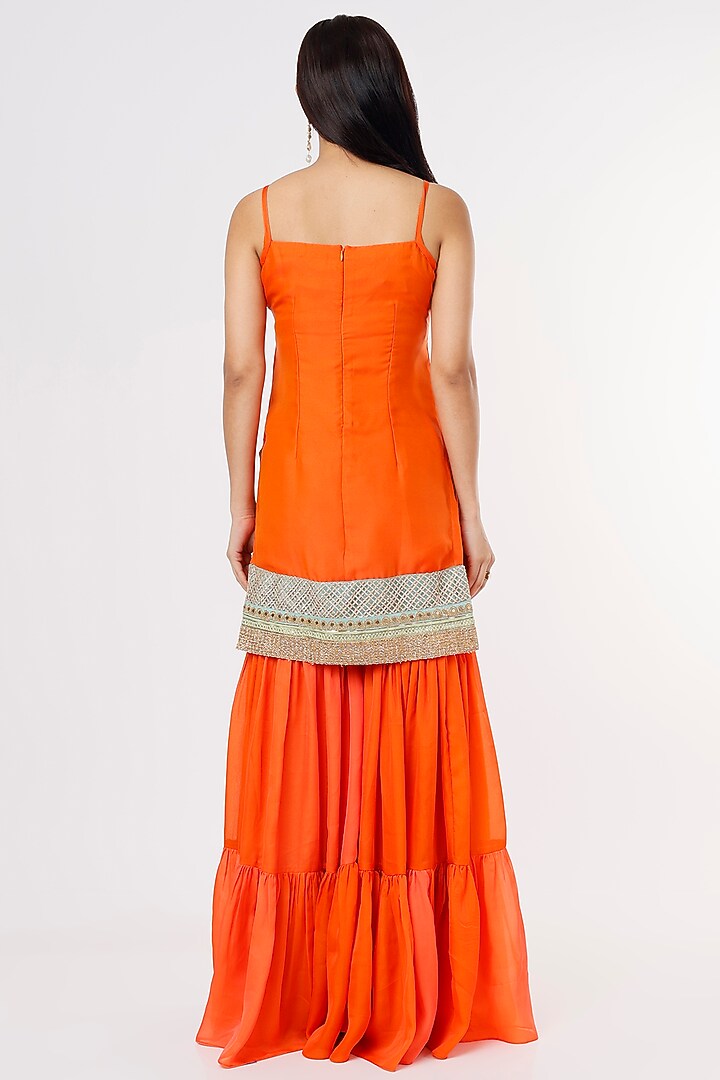 Orange Ombre Georgette Party Wear Sharara Set by Jesal Vora at Pernia's Pop Up Shop