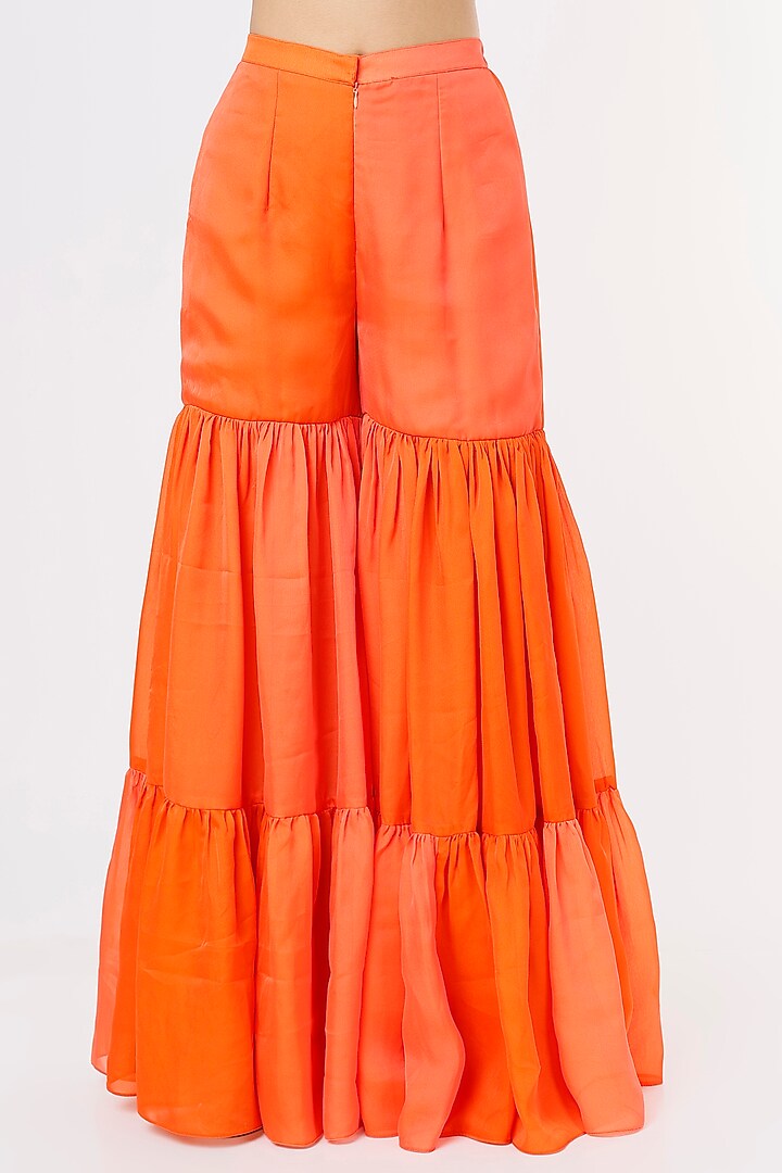 Orange Ombre Georgette Party Wear Sharara Set by Jesal Vora at Pernia's Pop Up Shop