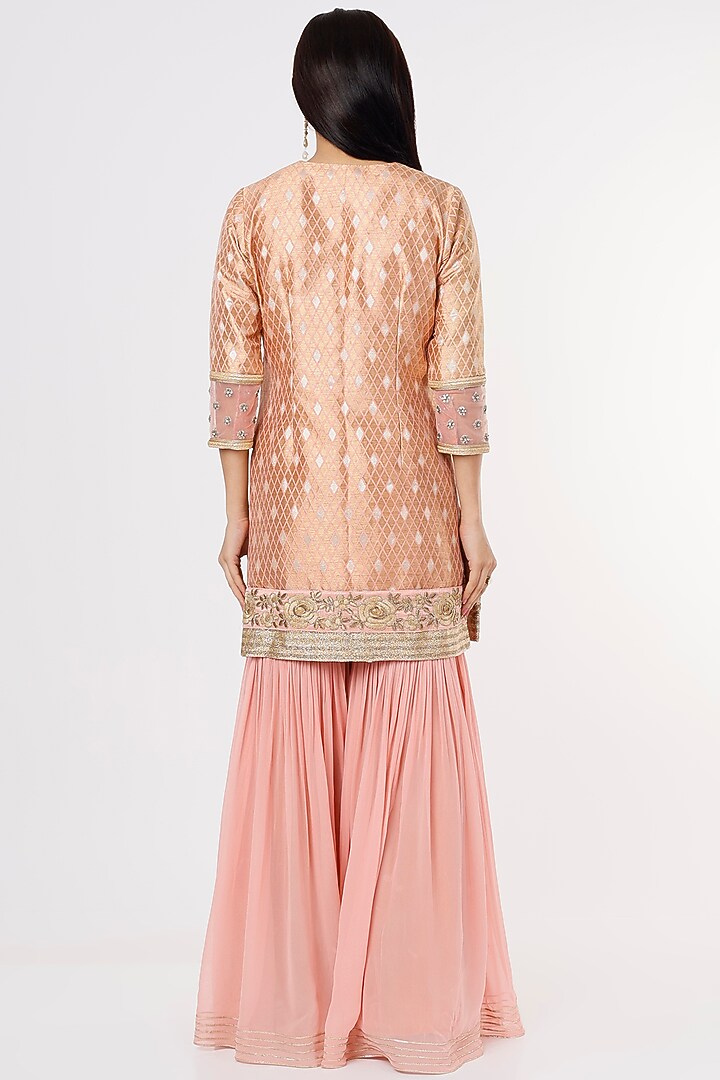 Peach Georgette Party Wear Sharara Set by Jesal Vora at Pernia's Pop Up Shop