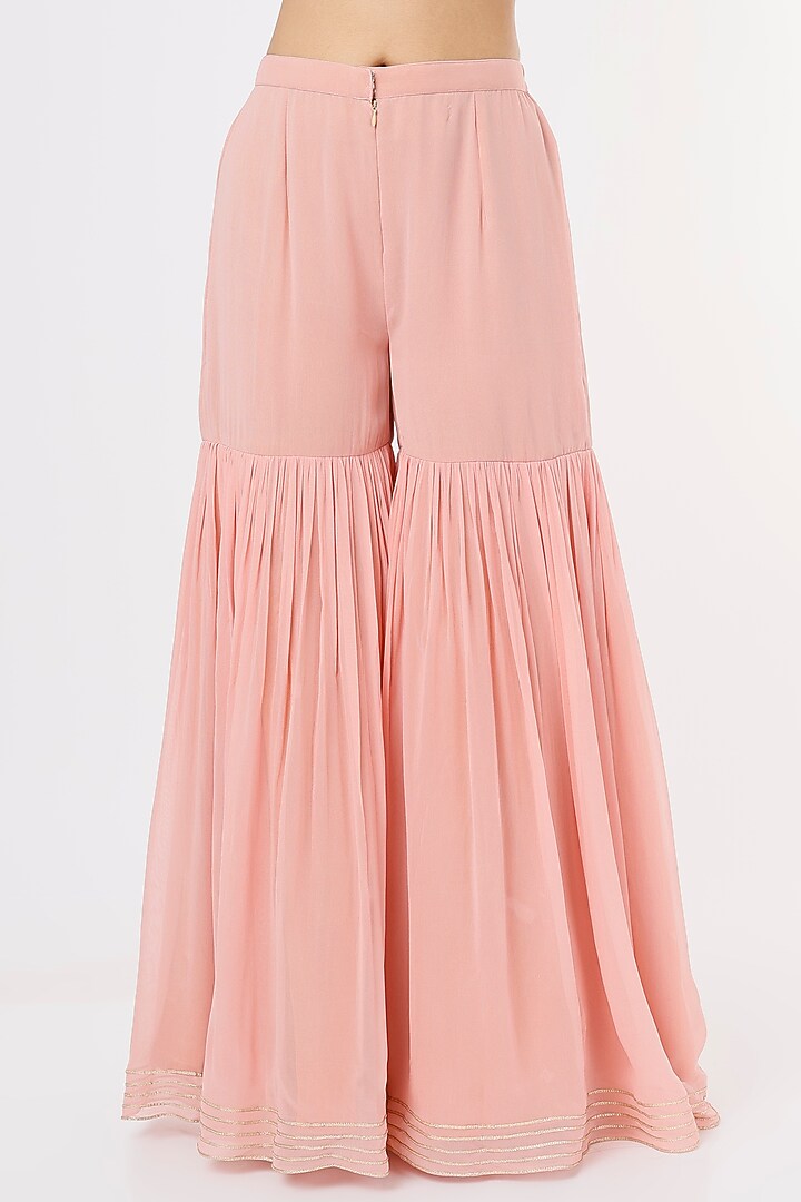 Peach Georgette Party Wear Sharara Set by Jesal Vora at Pernia's Pop Up Shop