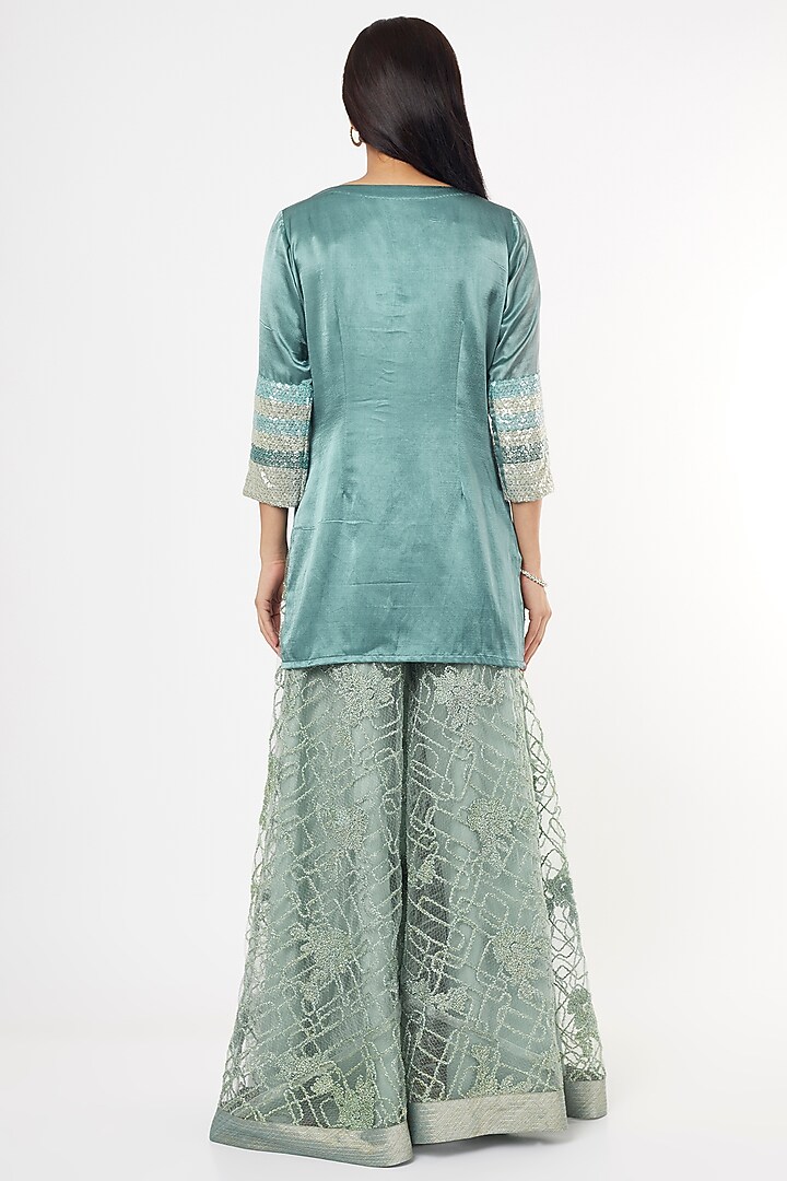 Ice Blue Silk Kurta Set by Jesal Vora at Pernia's Pop Up Shop