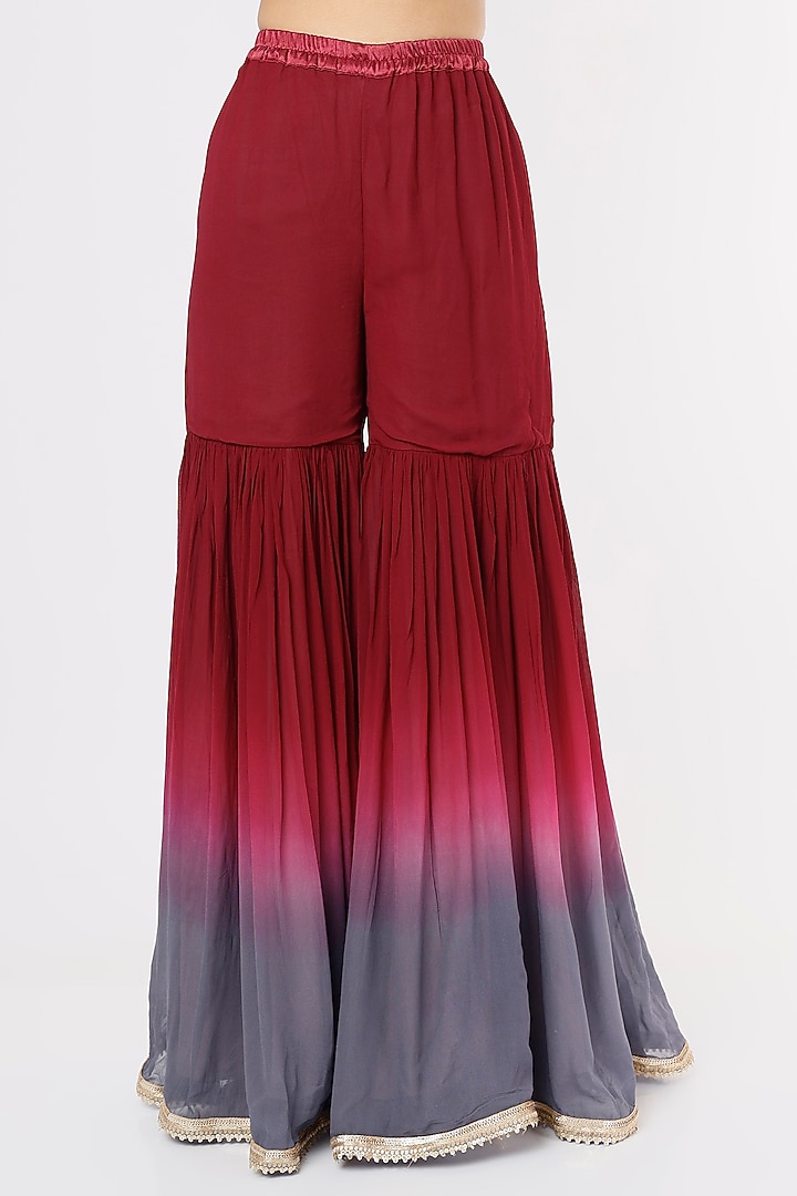 Burgundy Georgette Party Wear Sharara Set by Jesal Vora at Pernia's Pop Up Shop