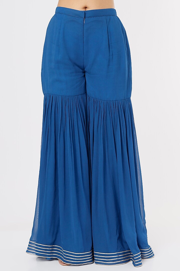 Midnight Blue Georgette Party Wear Sharara Set by Jesal Vora at Pernia's Pop Up Shop