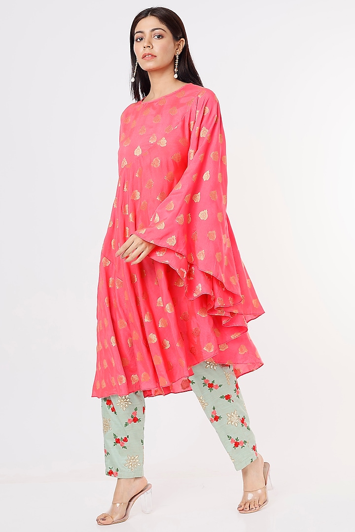 Pink Asymmetrical Tunic Set by Jesal Vora