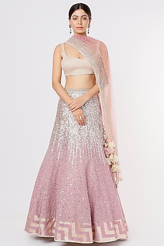 Mauve Jute Lehenga Set by Jesal Vora