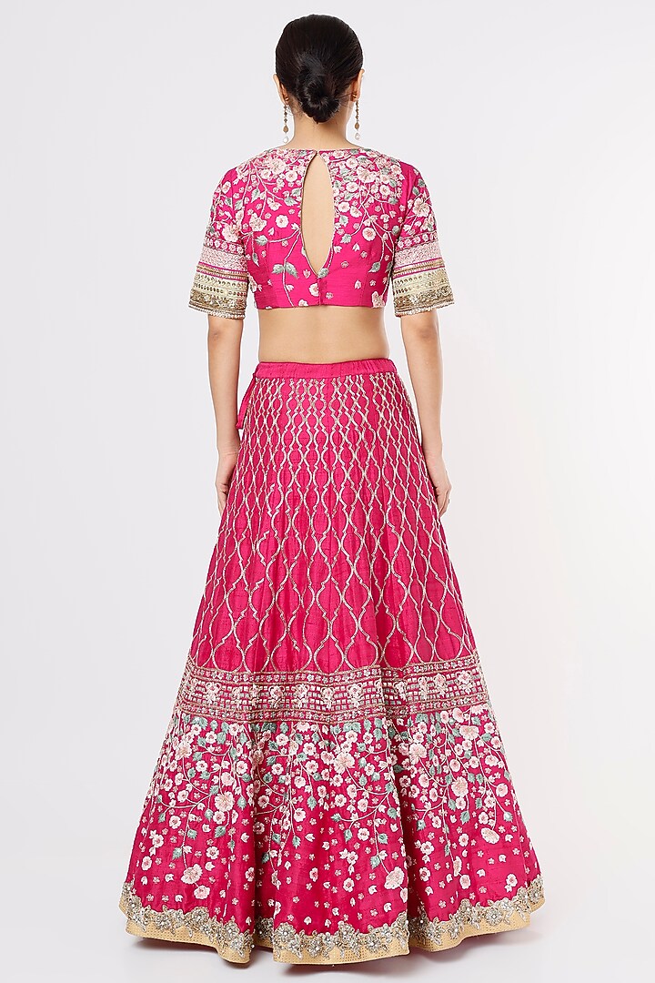 Rani Pink Silk Bridal Lehenga Set by Jesal Vora at Pernia's Pop Up Shop