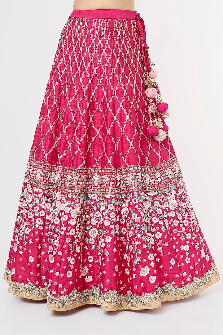 Rani Pink Silk Bridal Lehenga Set by Jesal Vora at Pernia's Pop Up Shop