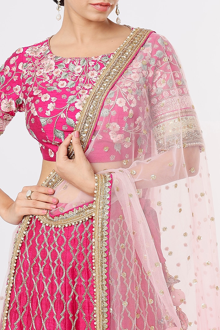 Rani Pink Silk Bridal Lehenga Set by Jesal Vora at Pernia's Pop Up Shop