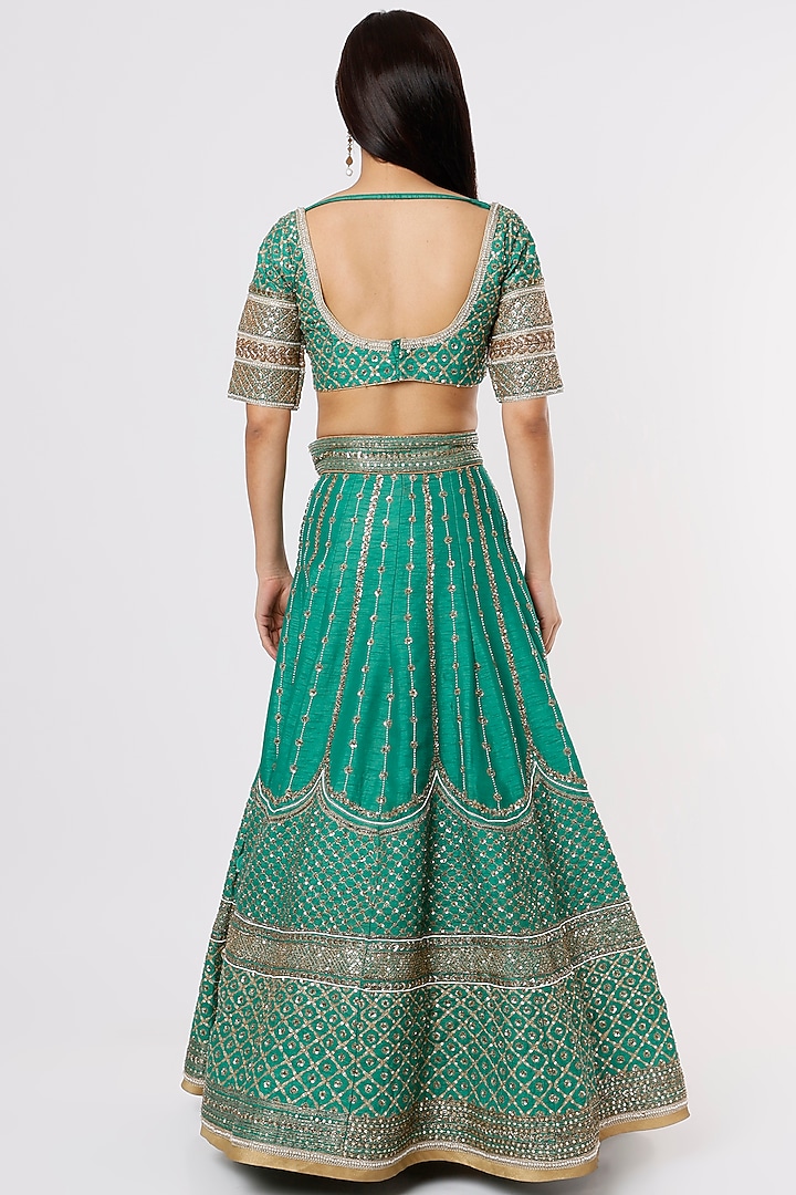 Sea Green Zardosi Wedding Lehenga Set by Jesal Vora at Pernia's Pop Up Shop