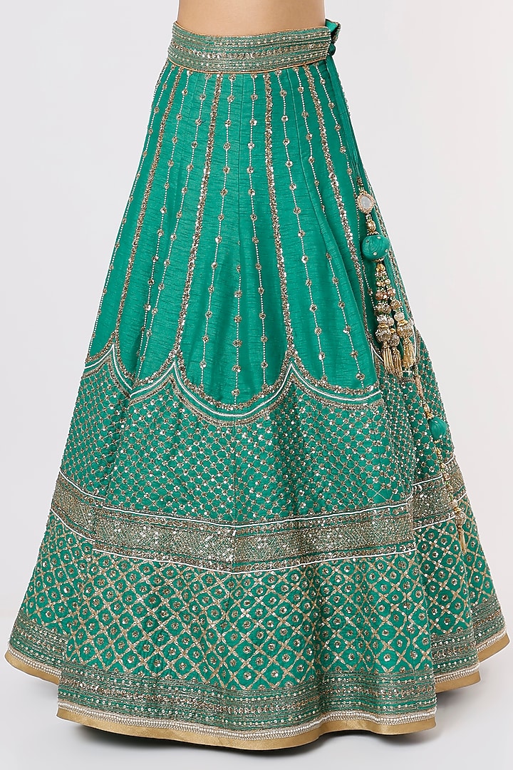 Sea Green Zardosi Wedding Lehenga Set by Jesal Vora at Pernia's Pop Up Shop