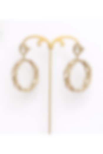 Gold Finish Moissanite Polki & CZ Stone Hoop Earrings by JewelTreeTz at Pernia's Pop Up Shop